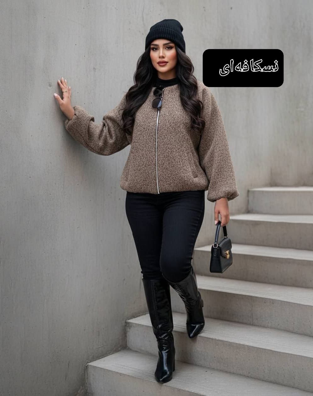 بامبر جکت خز تدی زنانه آستر الگانس طرحدار — تصویر ۷