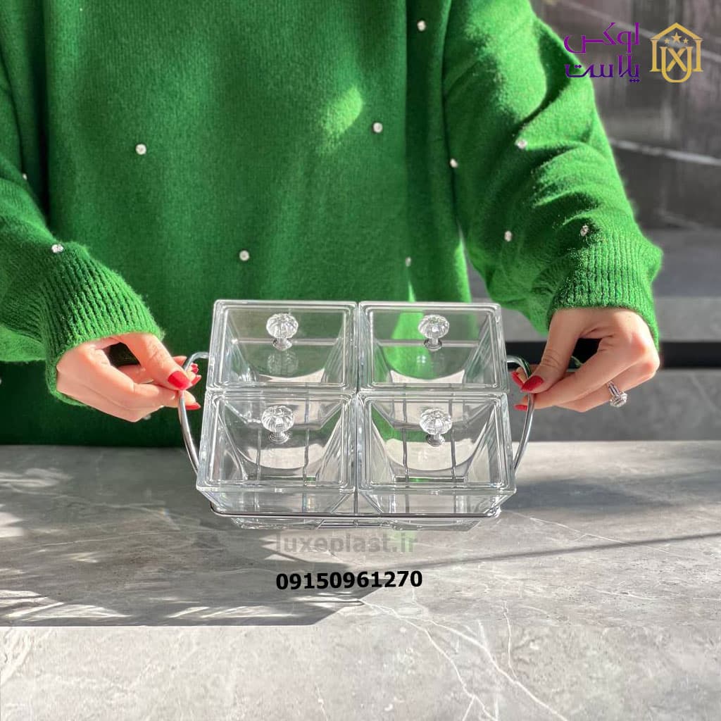 اردوخوری شیشه ای مربع 4خانه لیمون 2108 — تصویر ۵