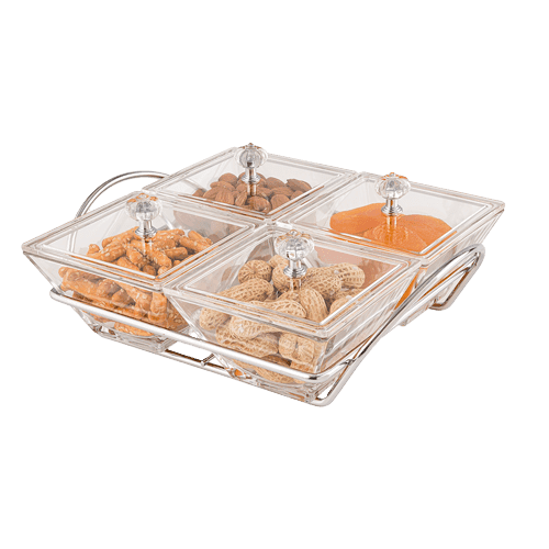اردوخوری شیشه ای مربع 4خانه لیمون 2108