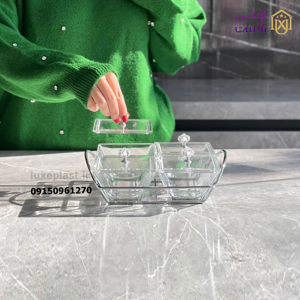 اردوخوری شیشه ای مربع 4خانه لیمون 2108 — تصویر ۸