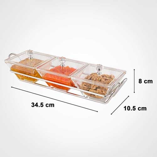 اردوخوری شیشه ای مربع 3خانه لیمون 2107 — تصویر ۳