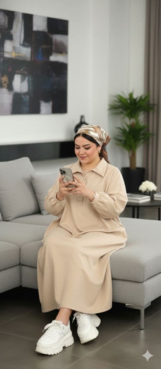 عبایی مخمل کبریتی سایز بزرگ زنانه — تصویر ۴