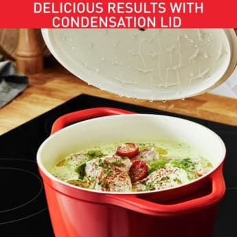 قابلمه چدن سرامیکی سایز 20 تفال مدل Air رنگ قرمز – TEFAL AIR STEWPOT 20 E2544455 — تصویر ۷
