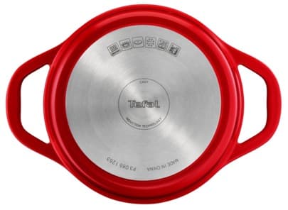 قابلمه چدن سرامیکی سایز 20 تفال مدل Air رنگ قرمز – TEFAL AIR STEWPOT 20 E2544455 — تصویر ۳