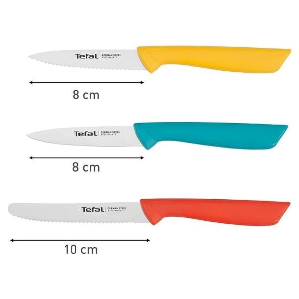 ست 3 عدد چاقو رنگی آشپزخانه تفال مدل کالر فود tefal color food k273s304 — تصویر ۴