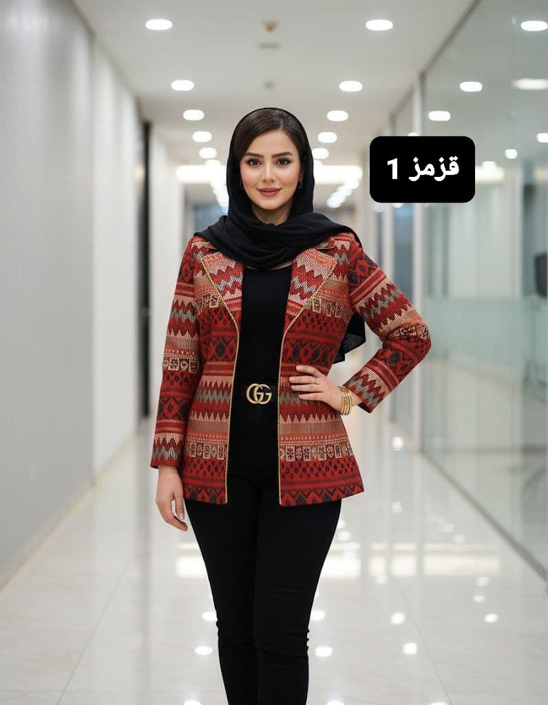 کت یلدایی تافته گرم‌دار زنانه با نوار مروارید | سایز 36 تا 46 — تصویر ۲