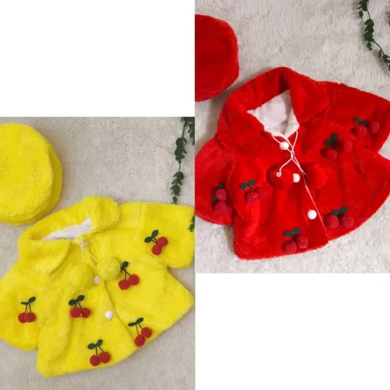 شنل پولیشی آستردار دخترانه رنگ آلبالویی سایز 8 ماه تا 4 سال — تصویر ۱۰