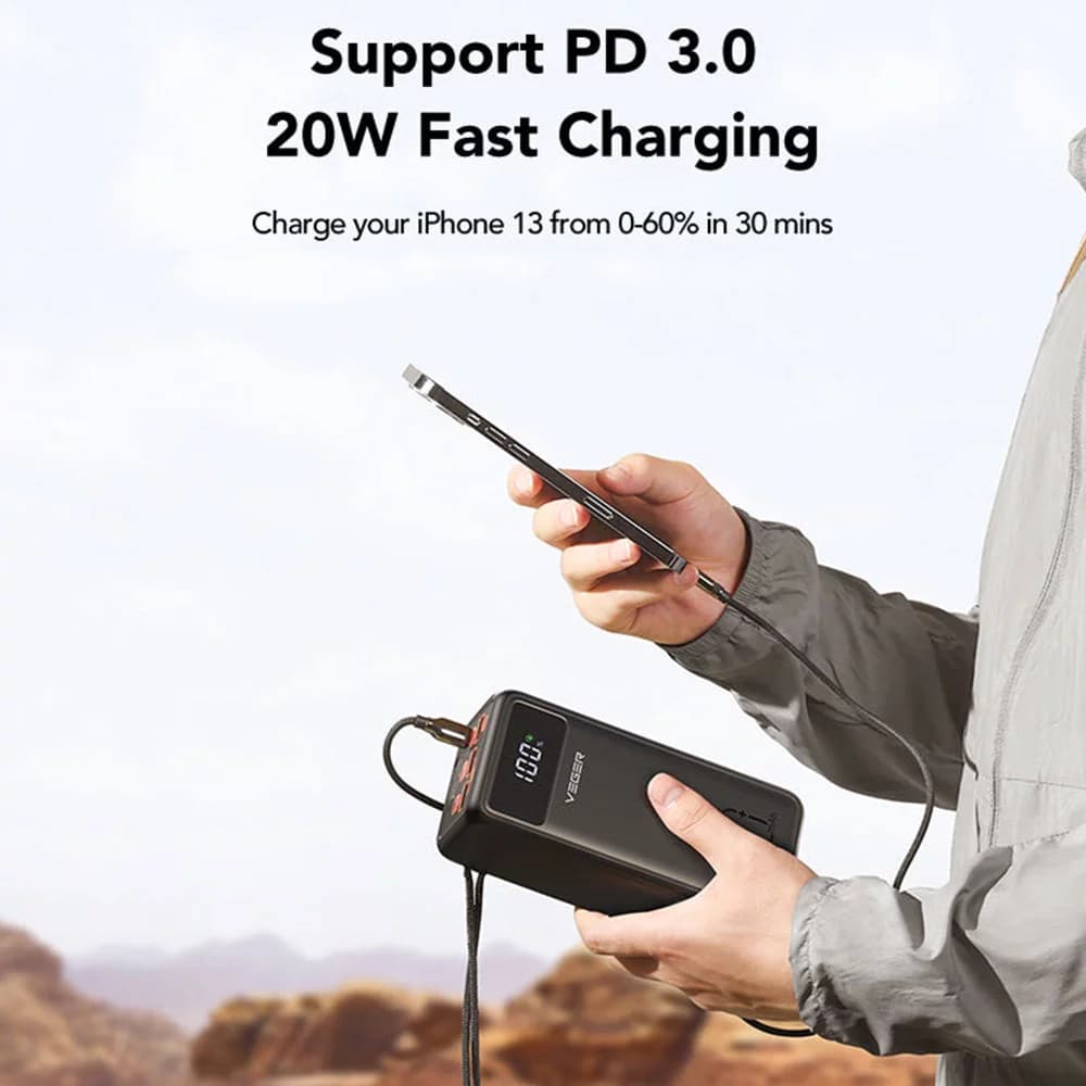پاور بانک کمپینگ وگر مدل VEGER Tank Lite 50000mAh 22.5W Camping Power Bank — تصویر ۳