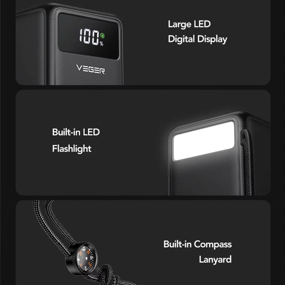 پاور بانک کمپینگ وگر مدل VEGER Tank Lite 50000mAh 22.5W Camping Power Bank — تصویر ۸