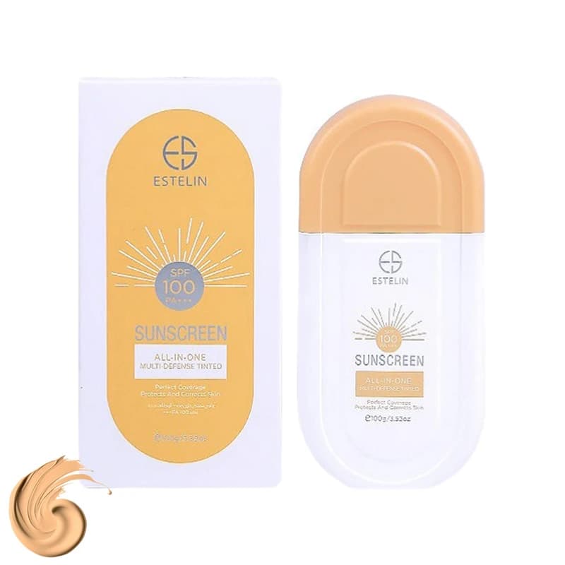 کرم ضد آفتاب رنگی استیلن، SPF 100، مدل All-In-One، مناسب انواع پوست با تنالیته متوسط و حجم 100 میلیلیتر، ضدآب، محافظتکننده در برابر اشعههای UVA و UVB
