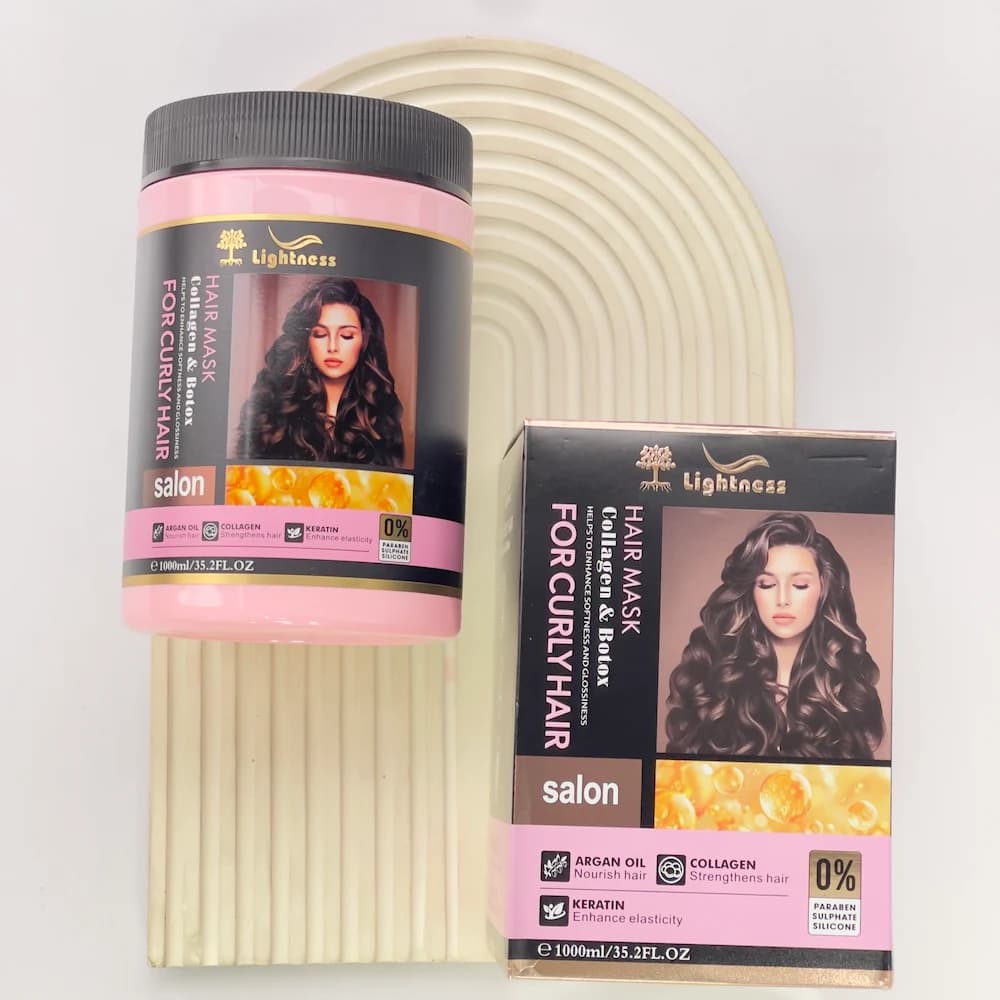 ماسک مو بدون سولفات موی فر لایتنس حاوی آرگان، کلاژن و کراتین ۵۰۰ میلی‌ لیتر – Lightness Sulfate-Free Curl Hair Mask with Argan, Collagen &amp; Keratin