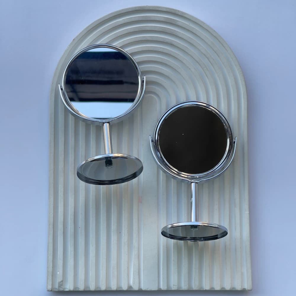 آیینه پایه‌دار فلزی استیل | Stainless Steel Stand Mirror
