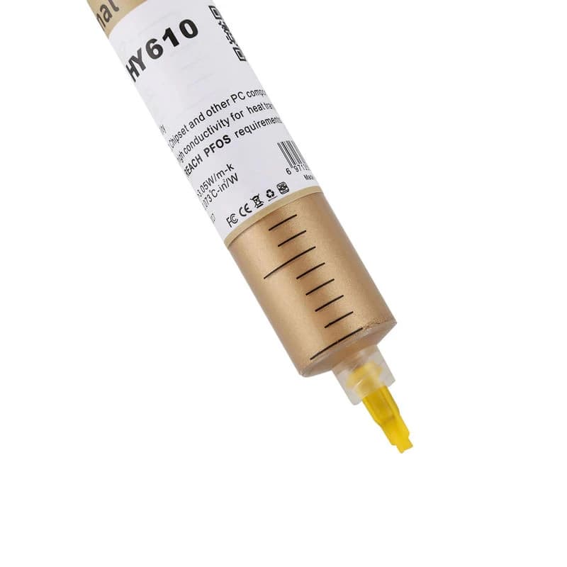 خمیر سیلیکون سرنگی 30 گرمی طلایی HY-610 — تصویر ۳