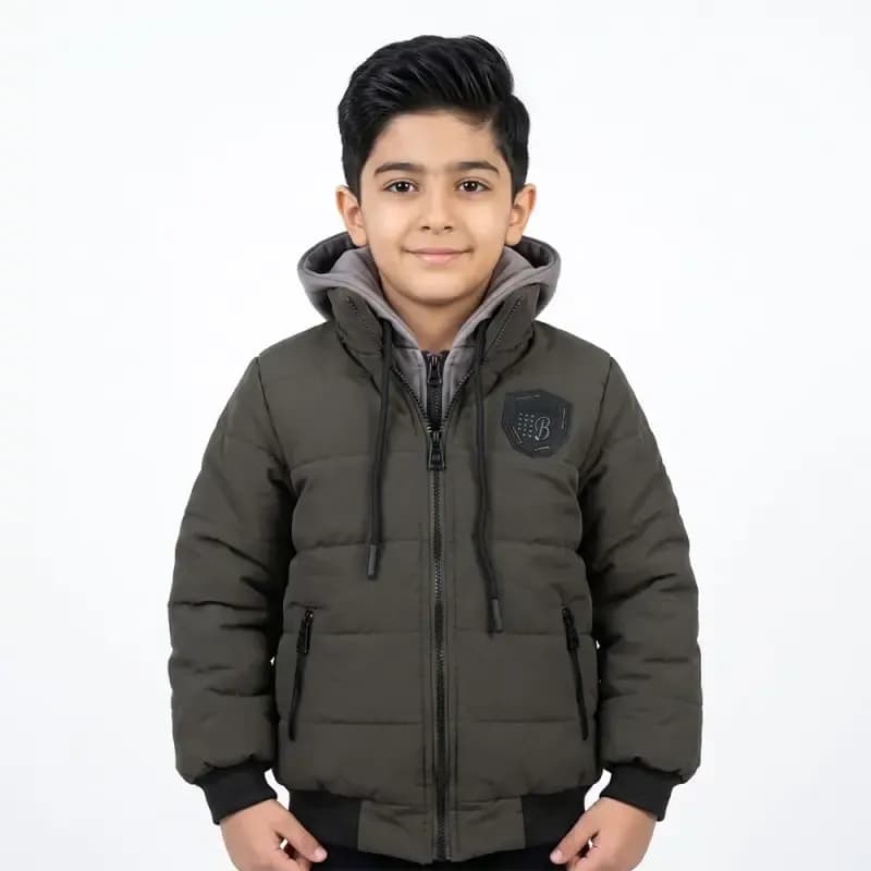 کاپشن پسرانه برزنتی قهوه ای سوخته پاییزه و زمستانه