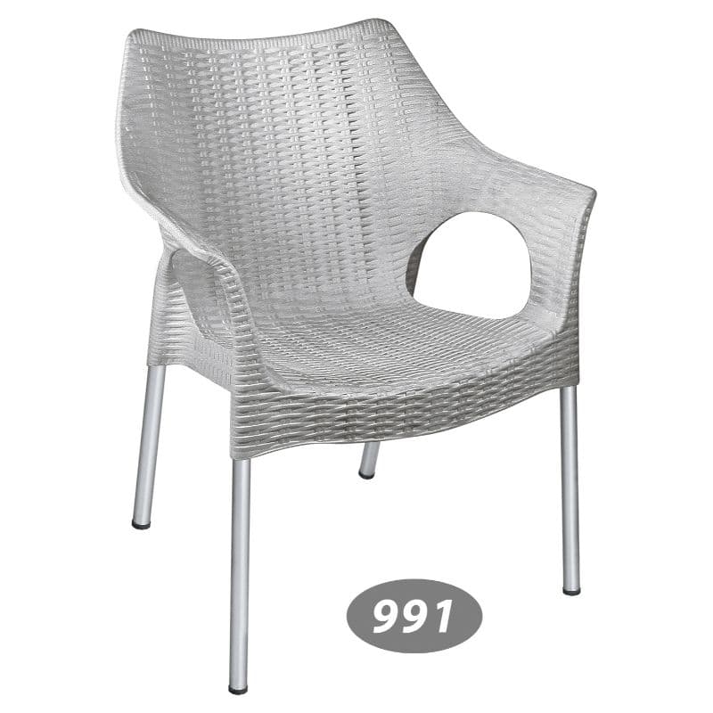 ست میز و صندلی‌ پلیمری‌ حصیری با پایه فلزی کد 991 — تصویر ۶