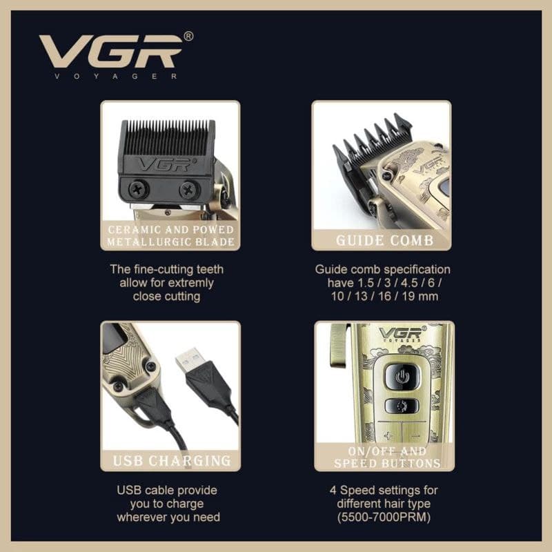 ماشین اصلاح موی سر و صورت وی جی ار VGR V-005 — تصویر ۸