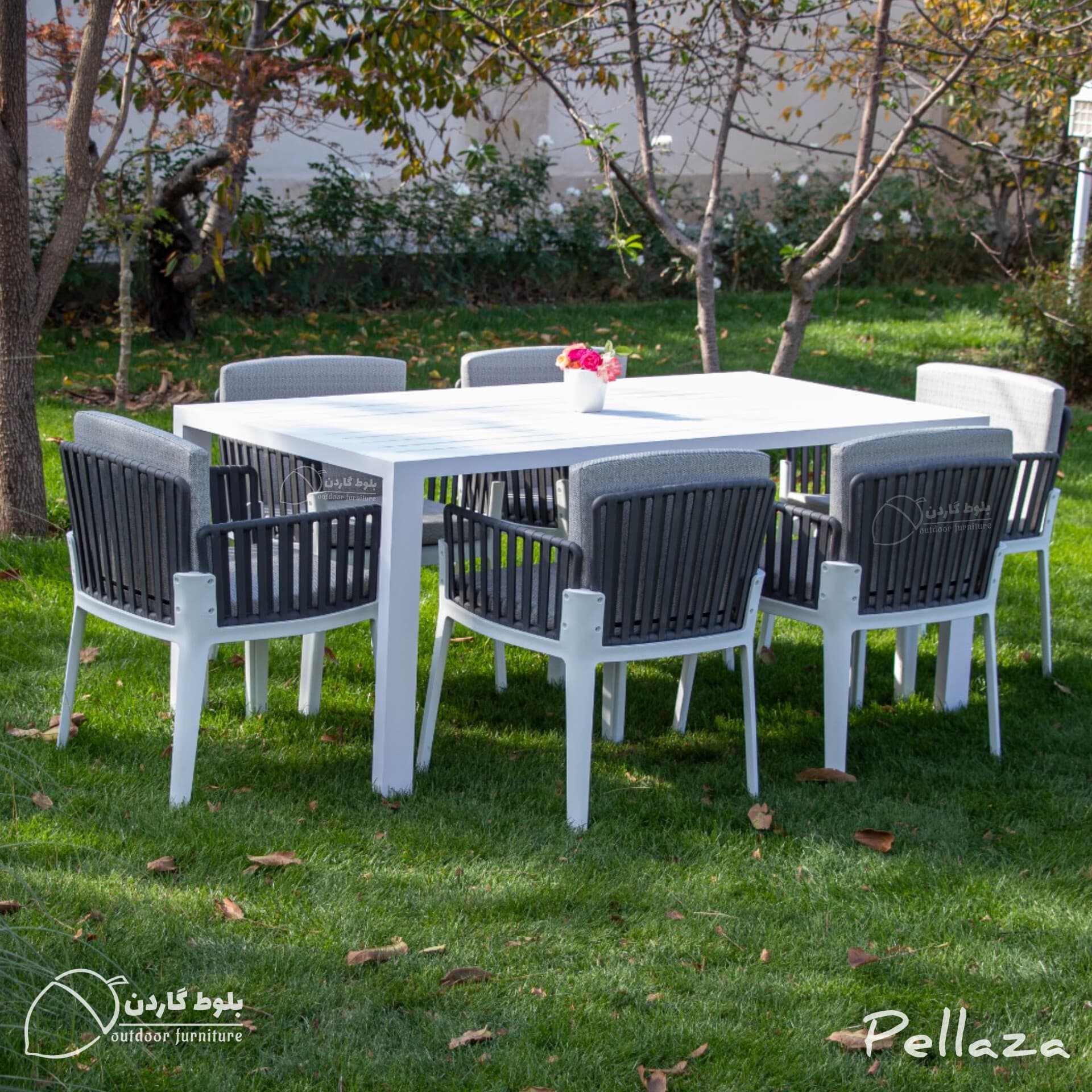 میز و صندلی باغی آلومینیومی مدل پلازا pellaza