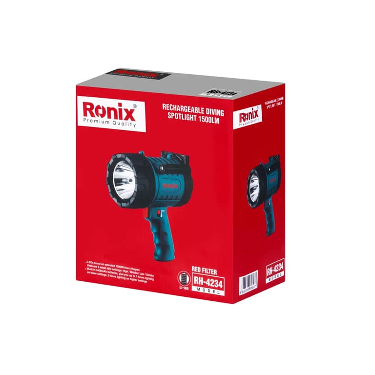 نورافکن تفنگی شارژی 1500 لومن – RH-4234 رونیکس
