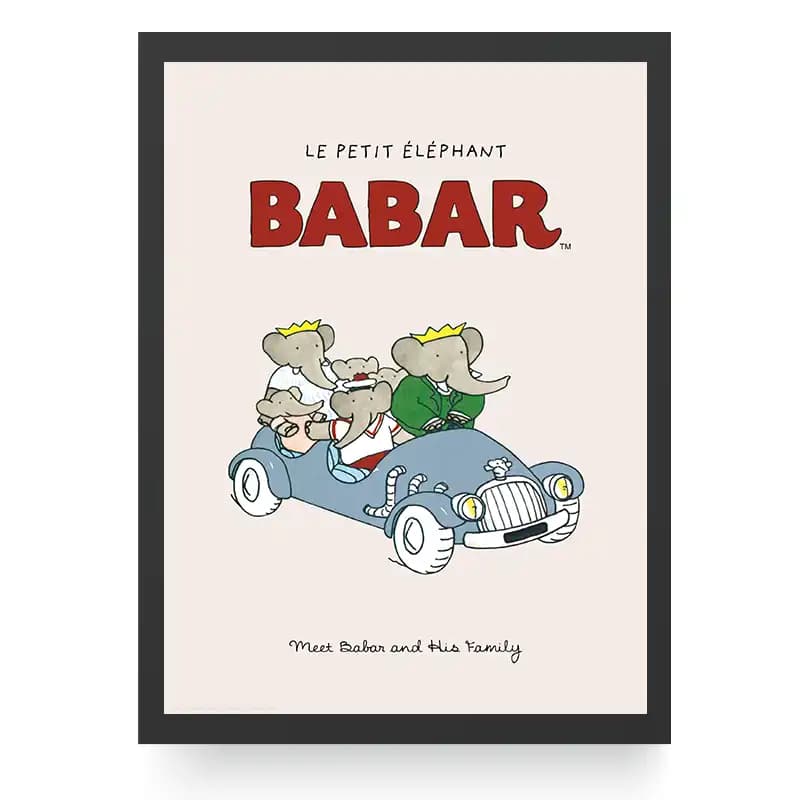 تابلو دکوراتیو اتاق کودک طرح Babar ماشین آبی