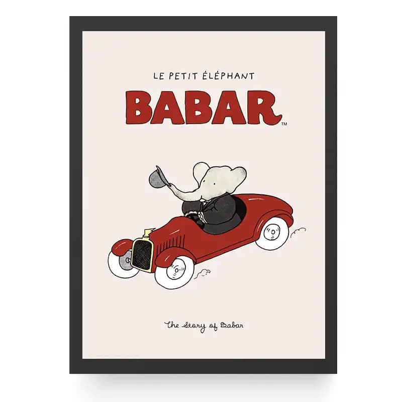 تابلو دکوراتیو اتاق کودک طرح Babar ماشین سوار