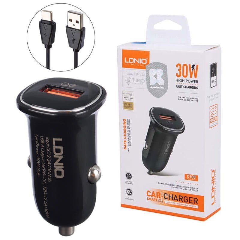 شارژر فندکی 30 وات الدینیو مدل C105