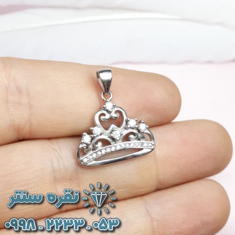 گردنبند نقره طرح تاج رودیوم زنانه — تصویر ۲