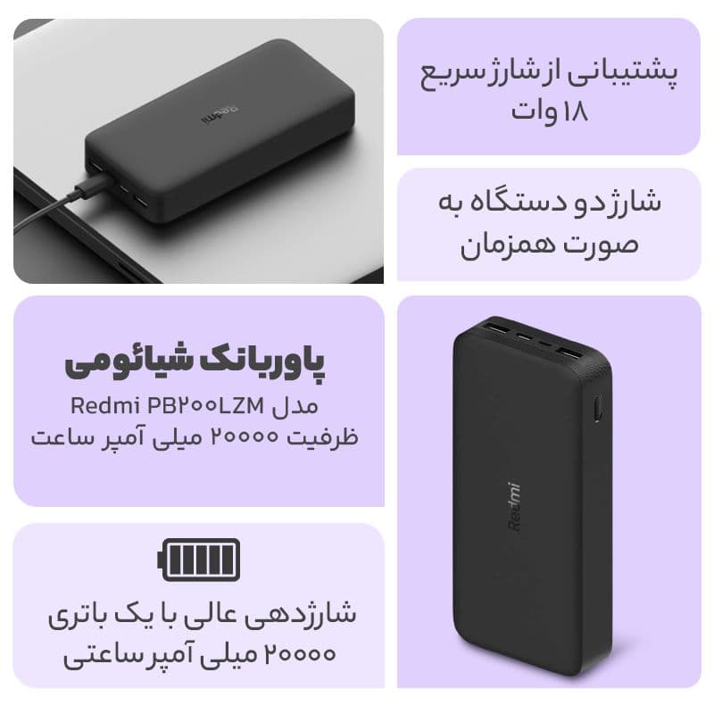 پاوربانک 20000 شیامی سفارشی اصل چین — تصویر ۵