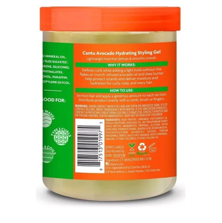 ژل مو حالت دهنده و آبرسان موهای فر کنتو Cantu حاوی روغن آووکادو وزن 524 گرم — تصویر ۳