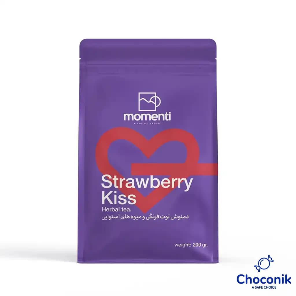 دمنوش میوه ای مومنتی توت فرنگی Strawberry Kiss – 250 گرم