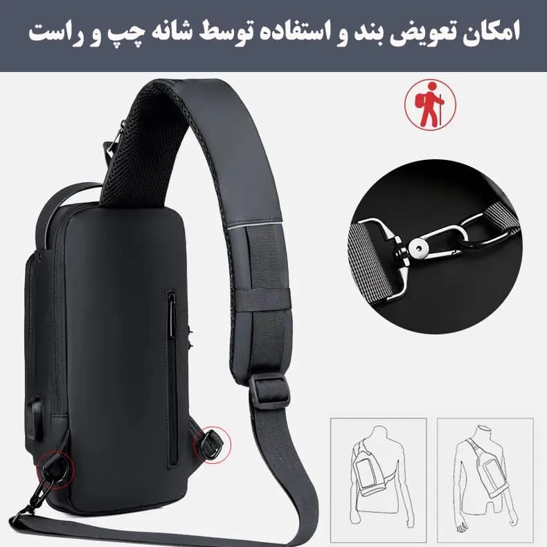 کیف بادی بگ سیلیکونی وارداتی مشکی اورجینال با قفل ضدسرقت — تصویر ۵