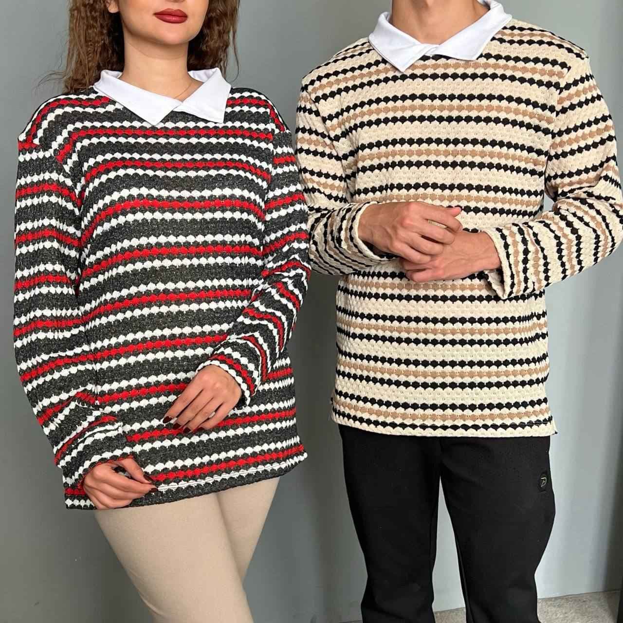ست کاپلی بلوز بافت یقه سفید کد 8928 — تصویر ۲