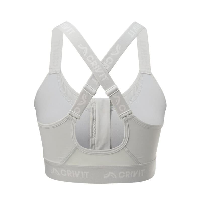 نیم تنه زیپ دار ورزشی کریویت Crivit Sport run zip bra طوسی روشن — تصویر ۲