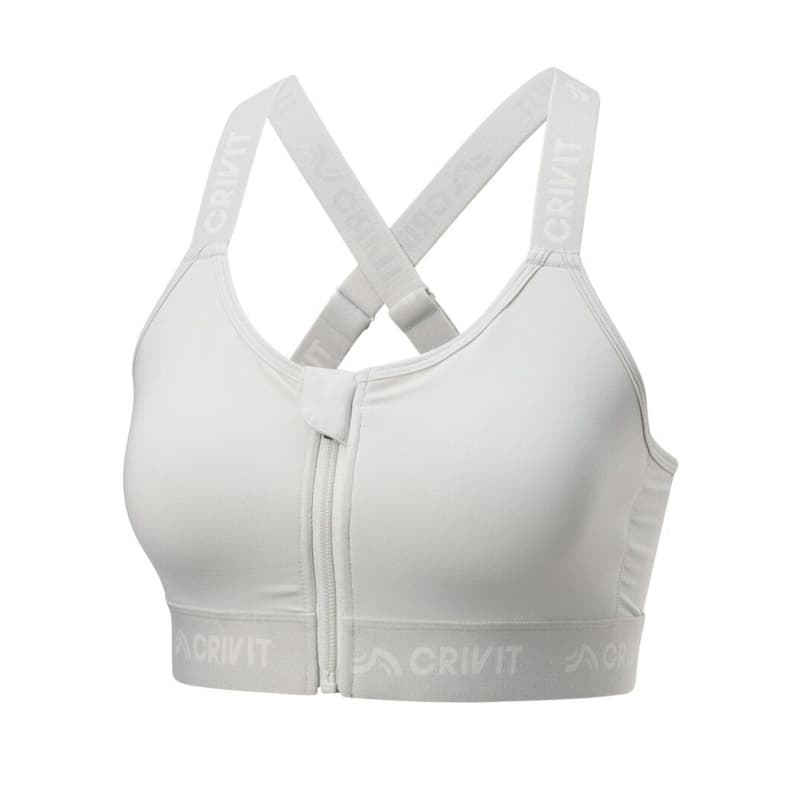 نیم تنه زیپ دار ورزشی کریویت Crivit Sport run zip bra طوسی روشن