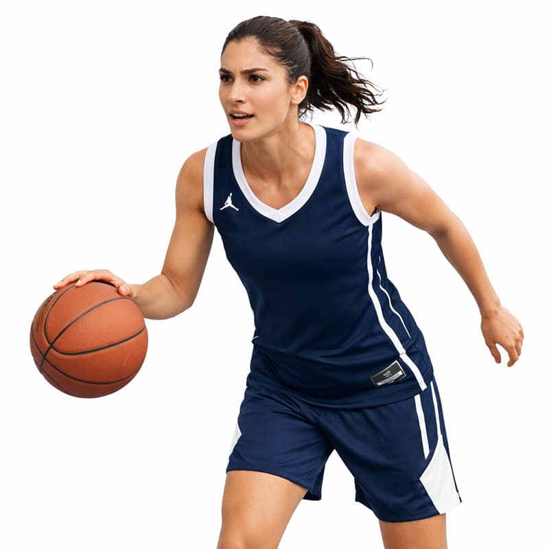 ست تاپ شلوارک ورزشی زنانه جردن Jordan Sports Top and Shorts Set سرمه ای — تصویر ۳
