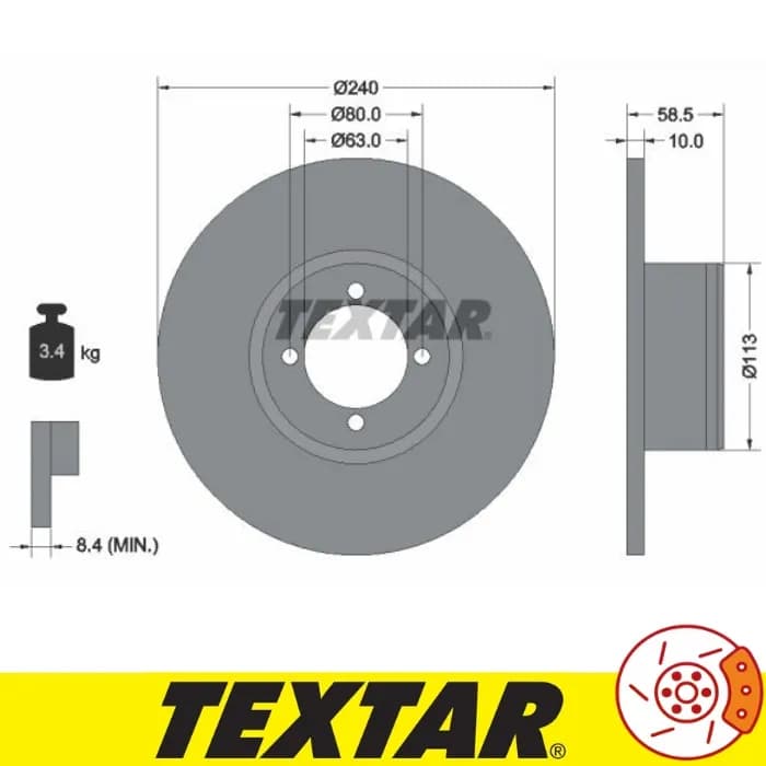 دیسک چرخ جلو بی ام و BMW 02 اتاق E6 و E10 تکستار Textar — تصویر ۵