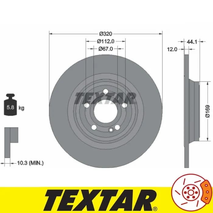 دیسک چرخ عقب بنز کلاس A تکستار Textar — تصویر ۲