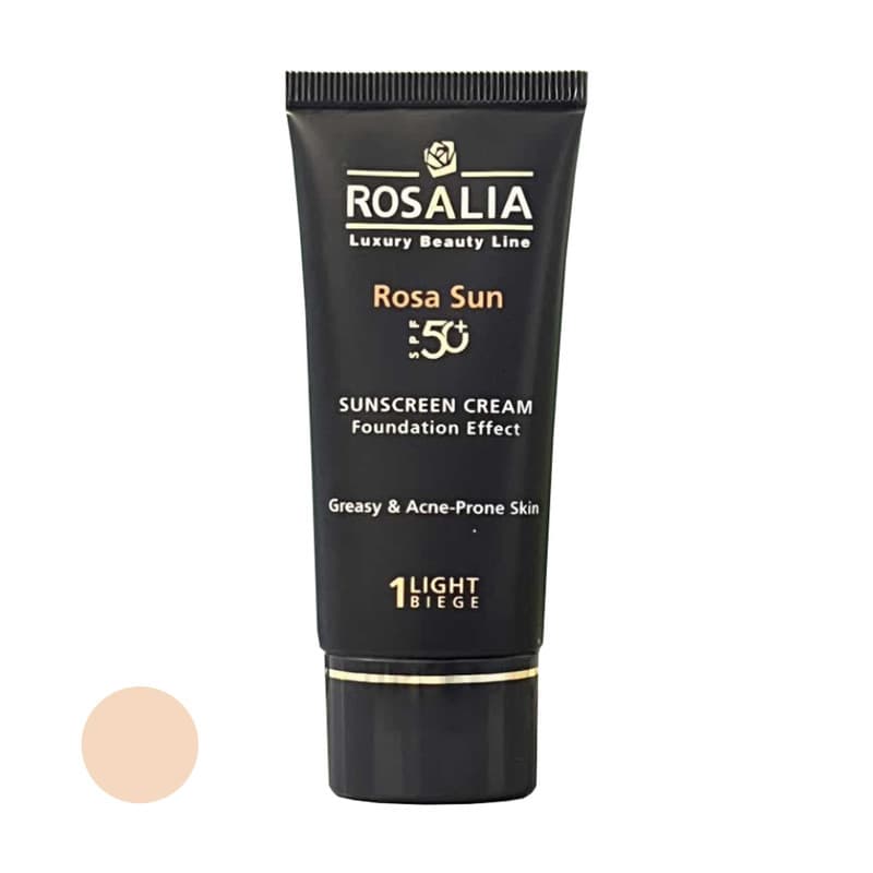 ضد آفتاب رزالیا مناسب پوست چرب بژ روشن مدل رزا سان SPF 50 — تصویر ۲