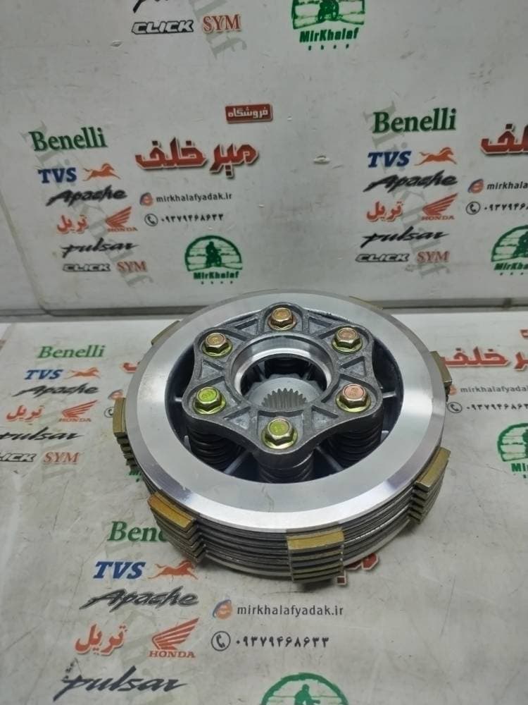 4 چهار شاخ کلاچ (دیسک زیر و رو) کامل موتور رهرو طرح بوکسر (باکسر) و تریل فلات پرواز طرح crf سی ار اف (6 پیچ) شرکتی