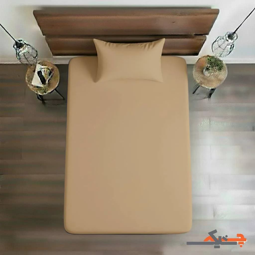 ملحفه کشدار یک نفره میکرو ساده (نسکافه ای) کد MُM9035289