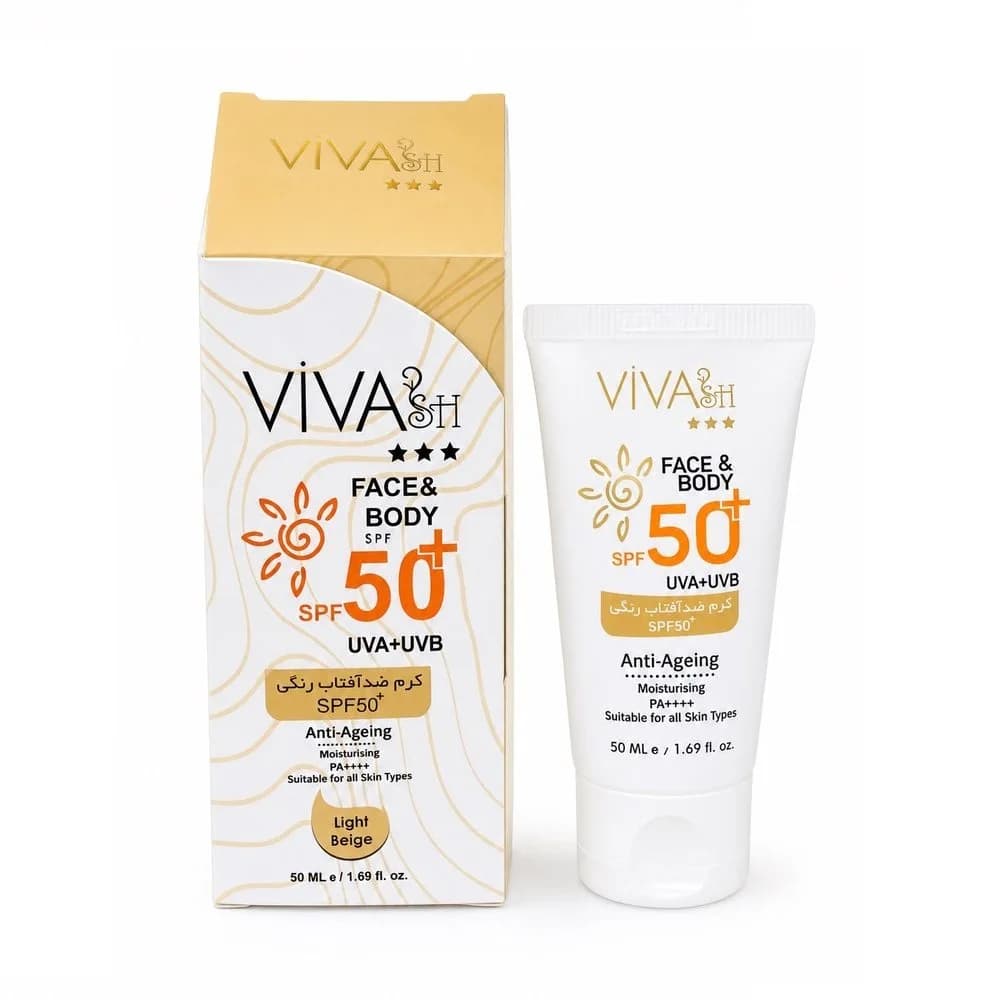 ضد آفتاب رنگی ویواش spf 50 بژ روشن مناسب انواع پوست حجم 50 میل