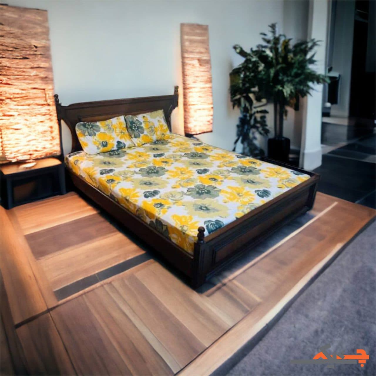 ملحفه کشدار دونفره طرح آفتابگردان (زرد) عرض160 کد MT160352410