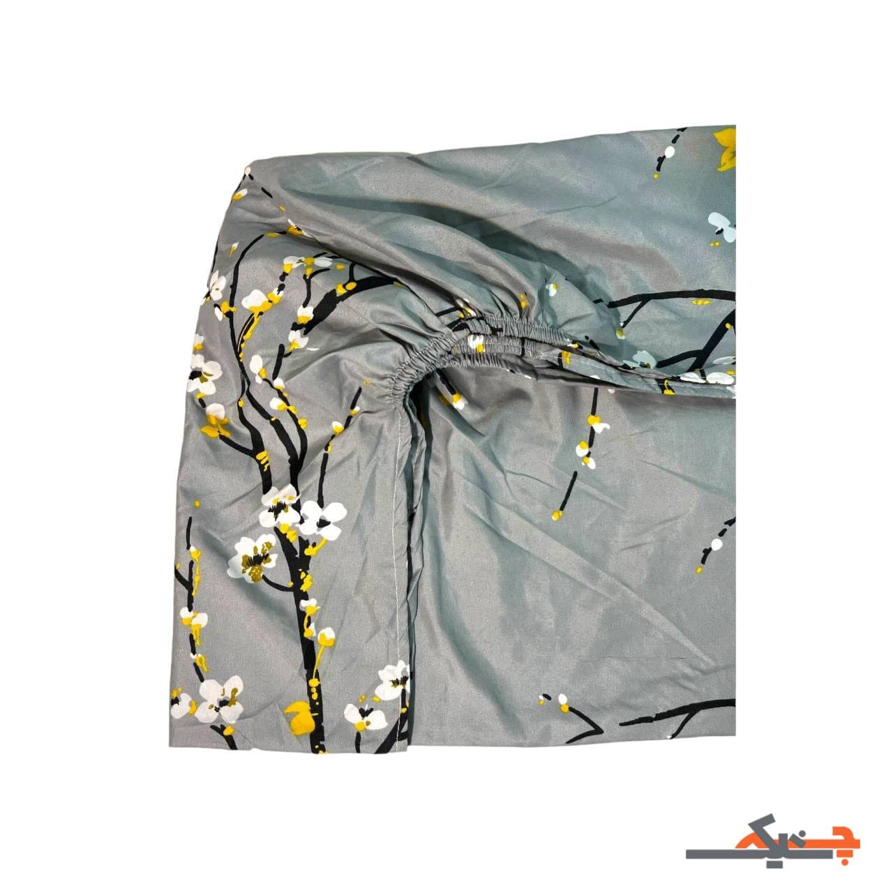 ملحفه کشدار یک نفره طرح زنبق (طوسی) کد MT903582 — تصویر ۲
