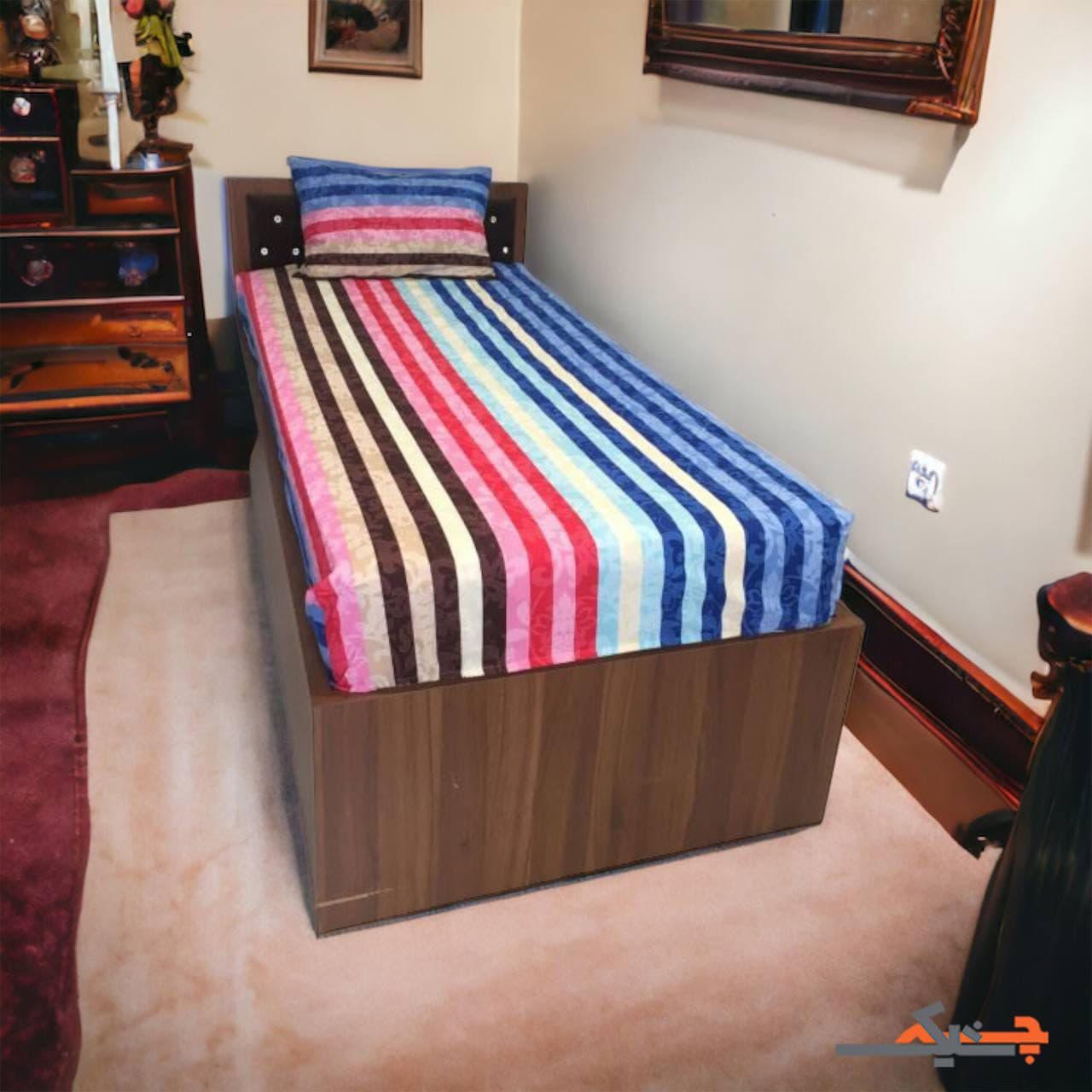 ملحفه کشدار 1 نفره طرح پیام (آبی صورتی) کد MT9034305 — تصویر ۵