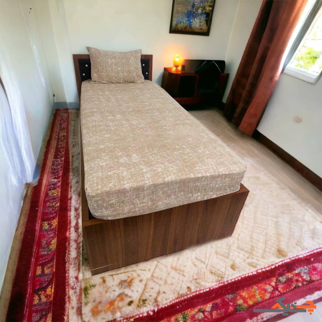 ملحفه کشدار تک نفره طرح پتینه (نسکافه ای) کد MT9034302 — تصویر ۴