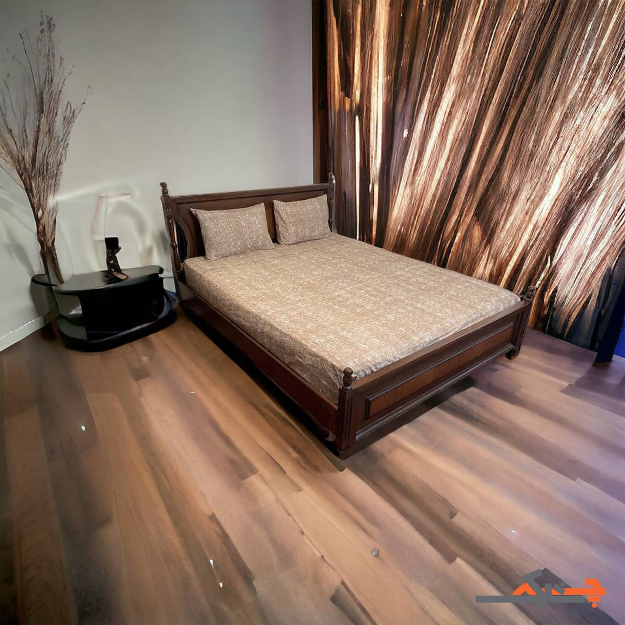 ملحفه کشدار 2 نفره طرح پتینه (نسکافه ای) عرض160 کد MT16034275