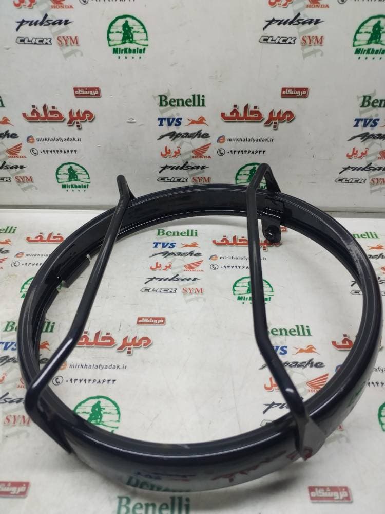 زه (قاب دور) بلوری چراغ جلو موتور پالس 180 چراغ گرد و شکاری مشکی (محافظ دار)