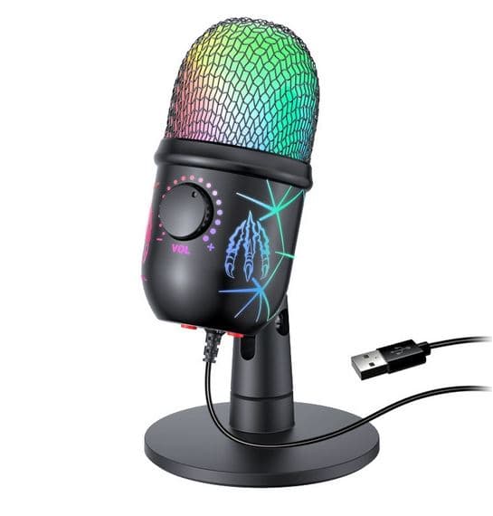 میکروفون کندنسر V5 با نورپردازی RGB مخصوص استریم، ضبط و بازی