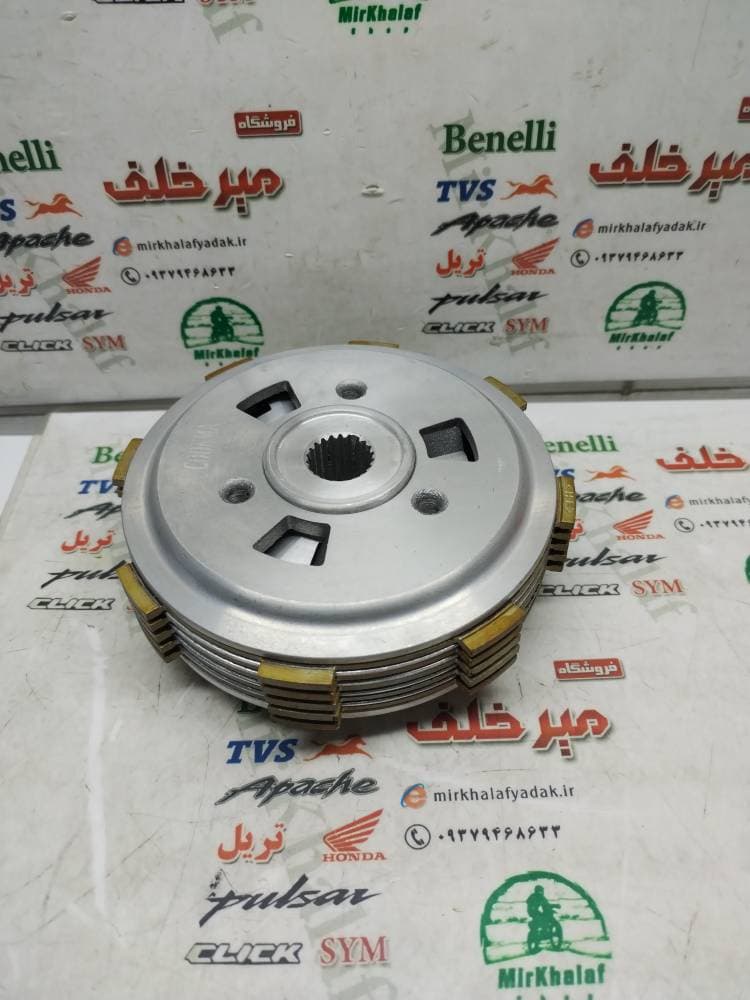 4 چهار شاخ کلاچ (دیسک زیر و رو) کامل موتور رهرو طرح بوکسر (باکسر) و تریل فلات پرواز طرح crf سی ار اف شتابدار (3 پیچ) درجه 1 — تصویر ۲