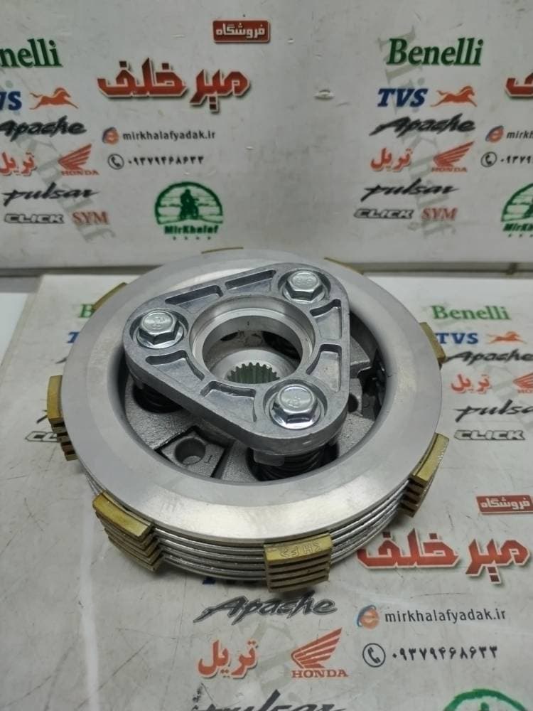 4 چهار شاخ کلاچ (دیسک زیر و رو) کامل موتور رهرو طرح بوکسر (باکسر) و تریل فلات پرواز طرح crf سی ار اف شتابدار (3 پیچ) درجه 1