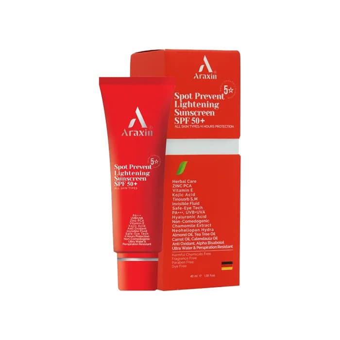 کرم ضد آفتاب روشن کننده و ضد لک SPF50 آراکسین 40 میل — تصویر ۲